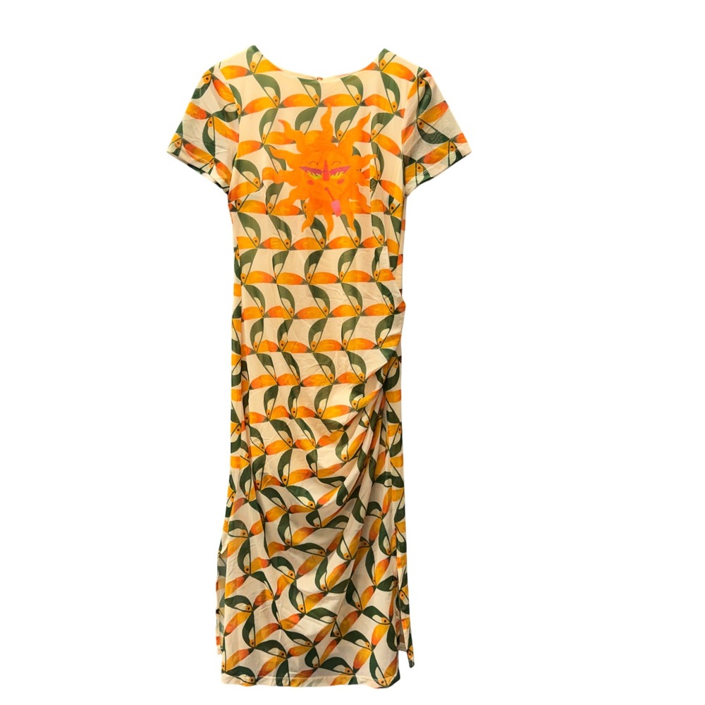 Farm Rio Anthropologie Womens S Toucan Sun Mesh Midi Dress Tropical Bodycon
